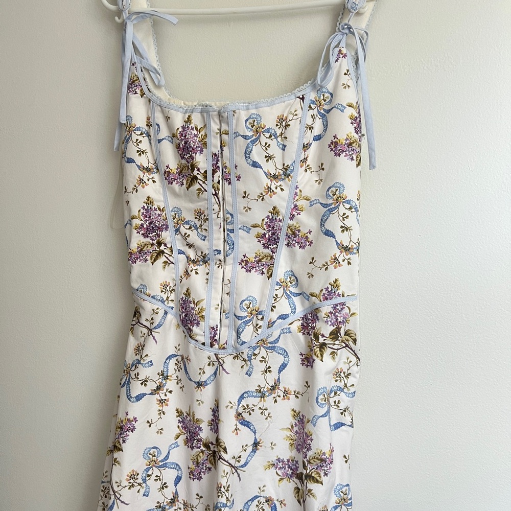 House of CB Dionne Off White Floral Print Cotton MIDI Dress - Picture 9 of 11
